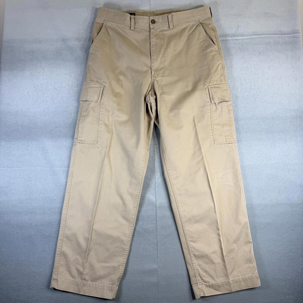 Vintage Polo Ralph Lauren Cargo Pants Mens 35x32 Tan 67 Chino Straight Baggy 90s
